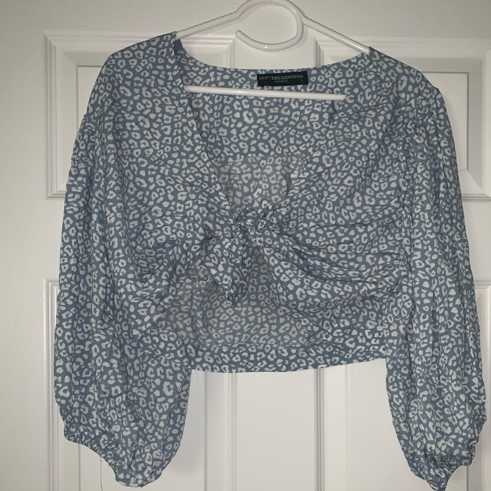 Baby blue printed blouse